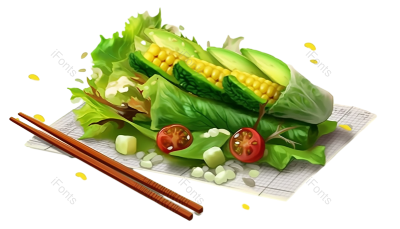 元素图片,沙拉元素,插画PNG,蔬菜免抠素材